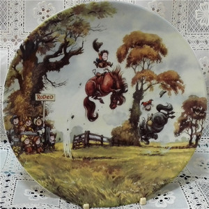 英国 Royal Worcester 小矮马系列之牛仔竞技 限量版收藏装饰盘。