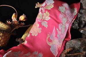 七八十年代粉红色彩色织锦缎被面CP082老服装棉袄老衣裳中山装
