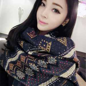 韩版冬季保暖冬天超长加厚复古民族风棉麻流苏围巾披肩两用韩国女