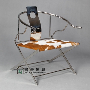 绿景家具 名师设计不锈钢太师椅 中式椅 仿古现代休闲家具 书房椅