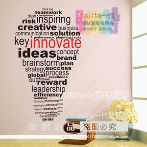 IDEAS灯泡公司办公室工作室灵感激发墙贴学校创意宿舍装饰贴纸