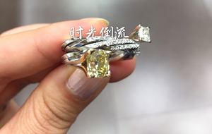 英国古董戒指 2克拉黄钻+50分白钻等 特别的指环设计 非常不同