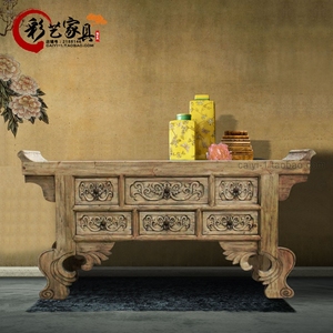 中式实木玄关柜桌东南亚风格斗柜雕花供桌条案仿古柜门厅装饰柜子