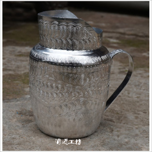 泰国锡杯泰式工艺品家居装饰锡制品收纳器皿罐东南亚雕花壶盛器