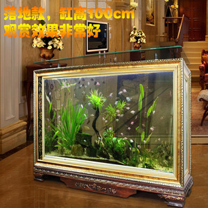 欧式鱼缸水族箱 玻璃吧台大型中型屏风隔断1.2米1.5米烤漆带鞋柜