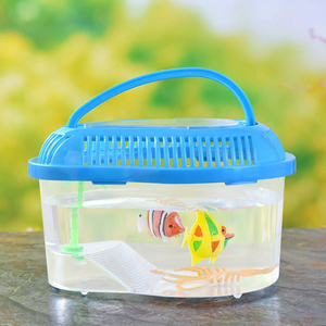 推荐小乌龟饲养盒超白鱼缸手提爬虫缸小金鱼盒塑料爬宠盒子透明乌