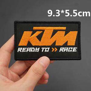 KTM机车大牌logo魔术贴徽章背包胸章臂章破Q洞破洞贴章片刺绣布贴