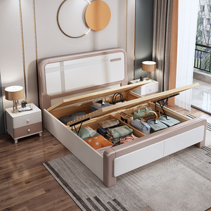 1.8米卧代简约主现储物双人床1.5单人经济型家用收纳高木床实箱床