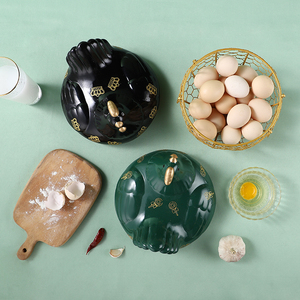 创意美式陶瓷鸡蛋收纳篮厨房置物篮水果蓝收纳筐家用客厅储物篮子
