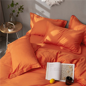 桔黄色桔上四件套纯棉黄单橘黄色橙色床色纯色全棉床色被套暖色夏