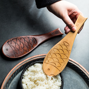 日式原木鱼型用锅子 创意木z制品米饭勺电饭勺饭勺家木饭店餐厅