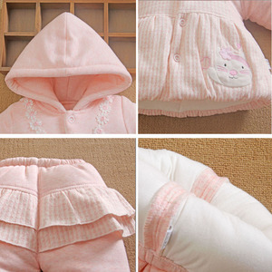0一1岁半女宝宝秋冬装新生儿加厚棉服婴儿棉衣服分体外套装冬季天