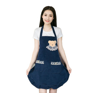女红围裙厨房家用工2服女202作新款网士长袖漂亮时尚韩式加绒加厚