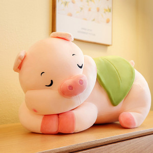 毛抚睡眠a小猪抱枕女生睡觉枕头可爱安绒玩具眯眼趴猪玩偶儿童床