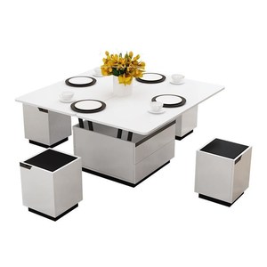 可伸缩折叠茶几餐桌两用带凳子饭桌边柜小户型创意节省空间的家具