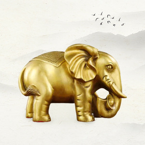 纯铜大象摆件一对大号家居客厅招财吉象金L属吸水象工艺品铜摆件