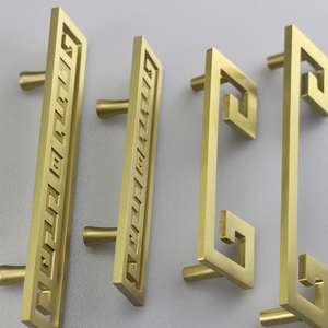 新中式工字系列纯铜家具拉手衣橱柜D门条把手衣柜子仿古单孔长拉