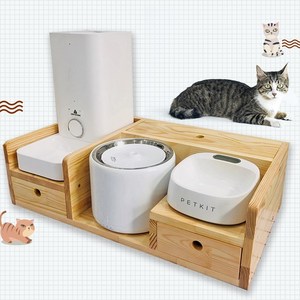 小佩mini自动喂食器饮水机宠物碗木架子组合猫狗实木投食器架防扒