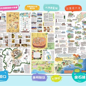 【大青蛙创作团】2018大连手绘地图赠明J信片吃喝玩乐旅行纪念品