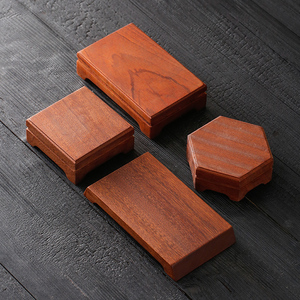 创意实木长方f形正方形几何小底座六角木块搭配佛像工艺品摆件垫