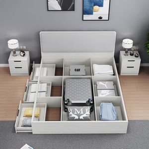 新款箱床储物床1.8现代简约双人床收纳床1.2米经济型主卧板式床