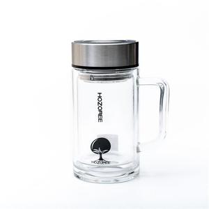 亚泰双层玻璃杯带把手柄泡茶杯办公大容量加厚耐热隔温商用水杯