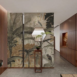 定制壁画复古法式热带雨林森林墙布装饰电视背景墙壁纸卧室饭厅