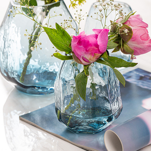 北欧创意简约玻璃小花瓶欧式客厅水培插花卧室装饰品餐桌花器摆件