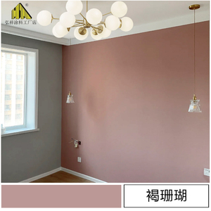 卧室背景墙褐珊瑚蔷薇脏粉色乳胶漆颜色室内家用T粉色莫兰迪色涂