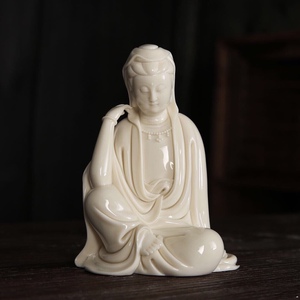 中国美術品、德州窑白瓷、观世音大佛像、超美品、 中国美術品、德州窑白瓷、观世音大佛像、超美品、 德化窑