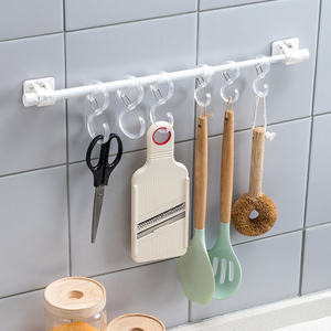 多功能S型挂钩卡扣式厨房浴室横杆勾子免打孔塑料透明挂衣钩挂架