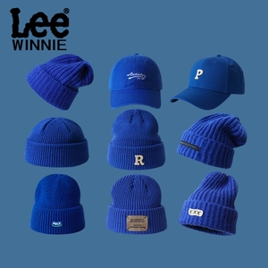 Winnie Lee克莱因蓝针织帽子宝蓝色毛线帽男蓝色堆堆帽女冬季保暖