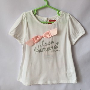 P10韩国品牌童装 米粒班/milibam 夏季女童中大童短袖T恤 白色