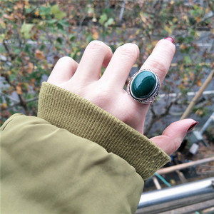复古潮人韩国气质时尚欧美风个性夸张红色绿色大宝石食指戒指环女