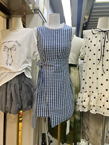夏季韩版新款时尚2024年韩国东大门气质格子通勤减龄背心连衣裙女