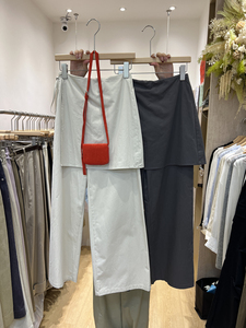 韩版春季十三行新款时尚小众个性直筒显瘦围裙拼接设计感工装裤女