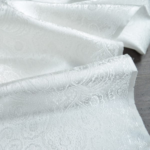 琵琶花织锦缎布料服装面料 白色 绸缎唐装古装中国风仿真丝提花