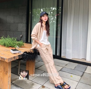 韩国东大门代购 2018夏季女装新款 时髦气质口袋衬衫休闲裤套装