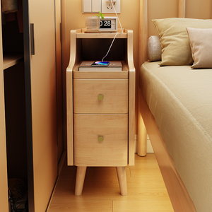 实木床头柜原木用卧室迷你小型极窄床边柜超窄20/30/40公分夹缝柜