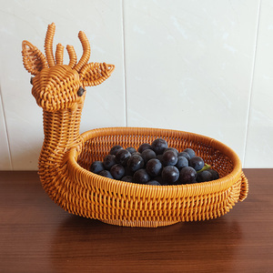 仿藤编水果篮创意动物果盘客厅摆放干果零食收纳筐馒头筐编织篮子