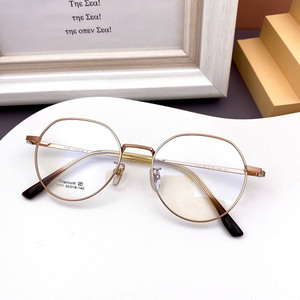1171纯钛眼镜框男超轻复古圆形银框防蓝光近视眼镜女度数可配韩版