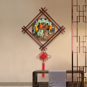 新中式客厅墙面装饰壁饰玄关实木挂件背景墙浮雕挂画中国风壁饰