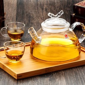 [时茶] 一屋窑神逸竹节壶 耐热高温玻璃茶具有过滤直火加热花茶壶