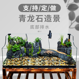 大型鱼缸上滤荷花中式特大号办公室养鱼盆靠墙造景背包式超薄鞋柜