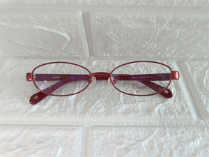 出口外贸金属板材商务眼镜女士全框小镜面眼镜架红色爱心