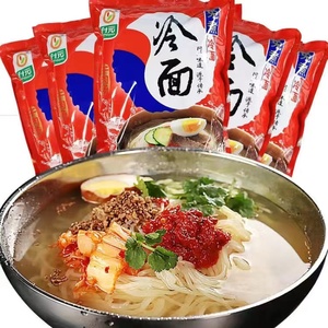 升元荞麦小麦韩式朝鲜冷面600g/袋速食冷面凉面免煮汤包料包