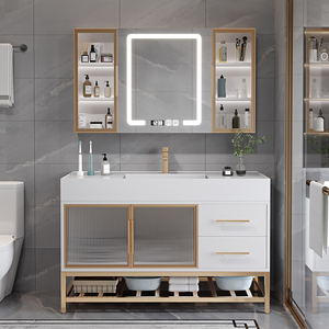 实木浴室镜柜组合卫生间洗手盆挂壁式卫浴洗漱台现代简约智能浴