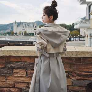 米白色风衣外套女中长款2024春秋新款韩版宽松高级感气质流行大衣