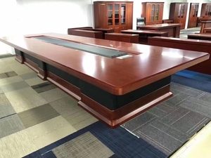 新品油漆会议桌贴实木皮20人大型长桌长形商务洽谈桌会议室办公桌