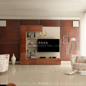 新中式电视柜欧式装饰柜客厅陈列柜实木视听柜家用吊柜壁挂式橱子